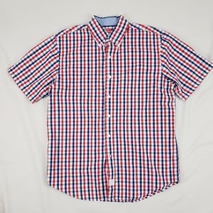 Levi's Men's Red and Blue Plaid Button-Down Shirt